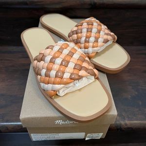 NIB Madewell The Suzi Puffy Woven Leather Sandals Slides 10 $128